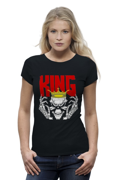 Заказать женскую футболку в Москве. Футболка базовая Skull King  от Leichenwagen - готовые дизайны и нанесение принтов.
