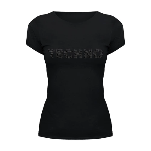 Заказать женскую футболку в Москве. Футболка базовая Techno black от cubik art  - готовые дизайны и нанесение принтов.