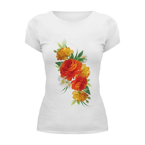 Заказать женскую футболку в Москве. Футболка базовая "Flowers" от Abstractiya - готовые дизайны и нанесение принтов.
