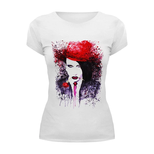 Заказать женскую футболку в Москве. Футболка базовая Marilyn Manson от MoreMari - готовые дизайны и нанесение принтов.