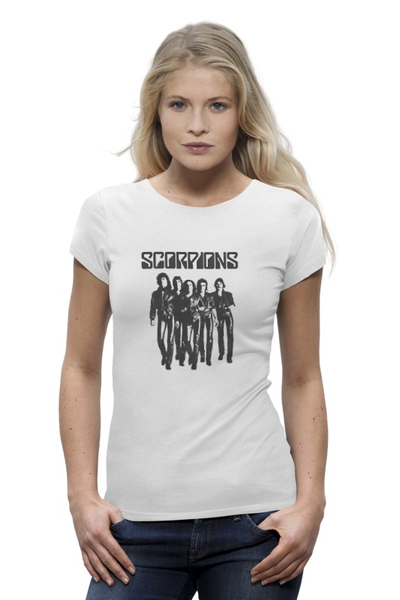 Заказать женскую футболку в Москве. Футболка базовая Scorpions Band от Leichenwagen - готовые дизайны и нанесение принтов.