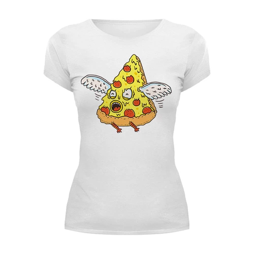 Заказать женскую футболку в Москве. Футболка базовая Пицца от trugift - готовые дизайны и нанесение принтов.