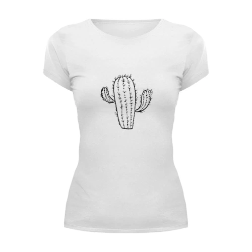 Заказать женскую футболку в Москве. Футболка базовая кактус от THE_NISE  - готовые дизайны и нанесение принтов.