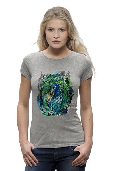 Заказать женскую футболку в Москве. Футболка базовая Peacock от ArtBYtik - готовые дизайны и нанесение принтов.