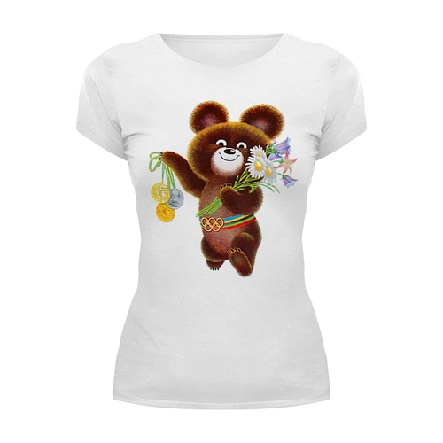 Заказать женскую футболку в Москве. Футболка базовая Олимпийский мишка   от T-shirt print  - готовые дизайны и нанесение принтов.