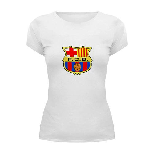 Заказать женскую футболку в Москве. Футболка базовая Futbol Club Barcelona от KinoArt - готовые дизайны и нанесение принтов.