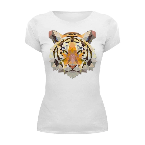 Заказать женскую футболку в Москве. Футболка базовая Полигональный тигр от ingenervolos@gmail.com - готовые дизайны и нанесение принтов.
