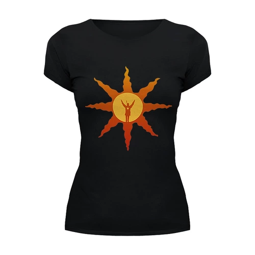 Заказать женскую футболку в Москве. Футболка базовая dark souls sun от cherdantcev - готовые дизайны и нанесение принтов.