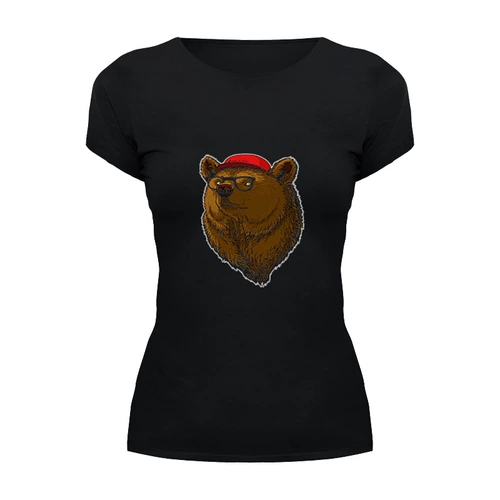 Заказать женскую футболку в Москве. Футболка базовая Медведь-хипстер от YellowCloverShop - готовые дизайны и нанесение принтов.