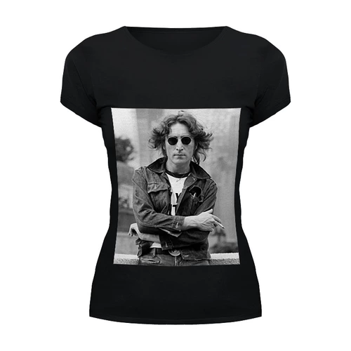Заказать женскую футболку в Москве. Футболка базовая Джон Леннон  от nazarby - готовые дизайны и нанесение принтов.