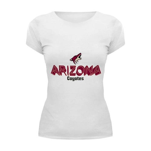 Заказать женскую футболку в Москве. Футболка базовая Arizona Coyotes от kspsshop - готовые дизайны и нанесение принтов.