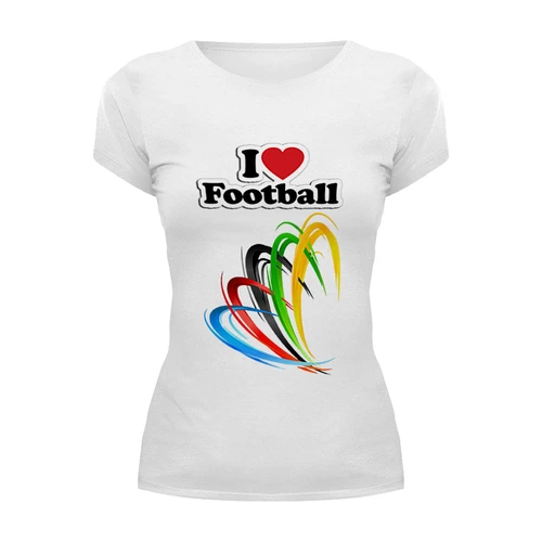 Заказать женскую футболку в Москве. Футболка базовая Я люблю футбол  от ПРИНТЫ ПЕЧАТЬ  - готовые дизайны и нанесение принтов.