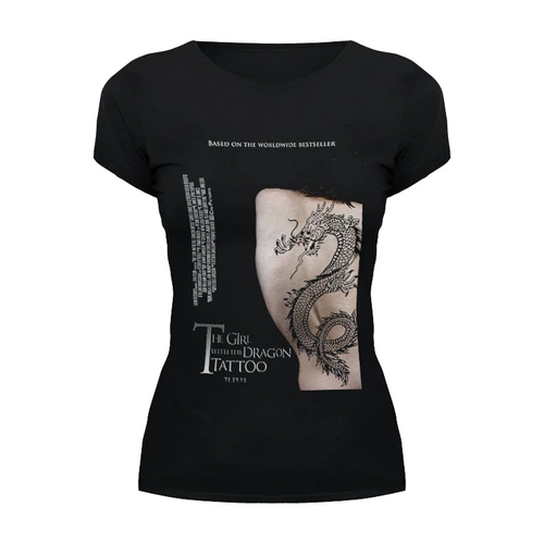 Заказать женскую футболку в Москве. Футболка базовая Девушка с татуировкой дракона от KinoArt - готовые дизайны и нанесение принтов.