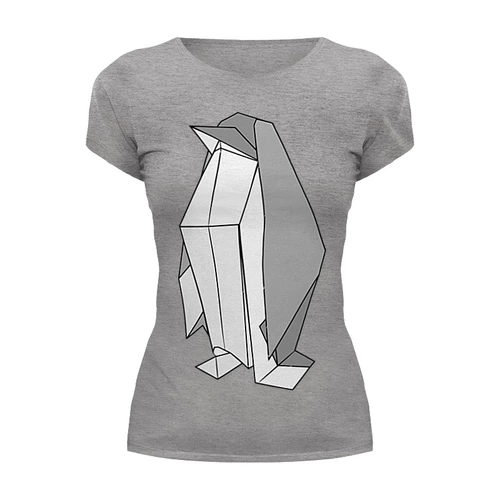 Заказать женскую футболку в Москве. Футболка базовая Пингвин Оригами от coolmag - готовые дизайны и нанесение принтов.