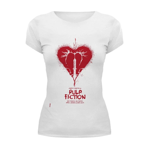 Заказать женскую футболку в Москве. Футболка базовая Pulp Fiction - heart от KinoArt - готовые дизайны и нанесение принтов.
