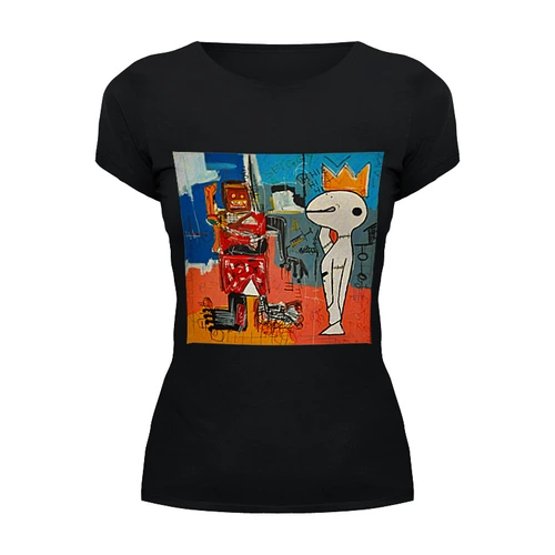 Заказать женскую футболку в Москве. Футболка базовая Basquiat/Жан-Мишель Баския от Just kidding - готовые дизайны и нанесение принтов.
