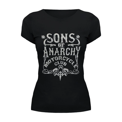 Заказать женскую футболку в Москве. Футболка базовая Sons of Anarchy от scrat29@yandex.ru - готовые дизайны и нанесение принтов.