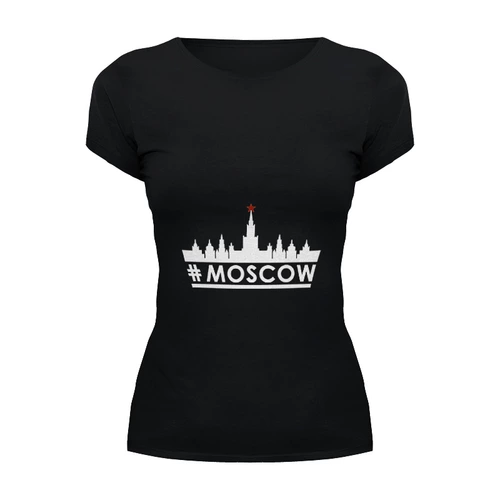 Заказать женскую футболку в Москве. Футболка базовая #MOSCOW.  от muzaka101 - готовые дизайны и нанесение принтов.
