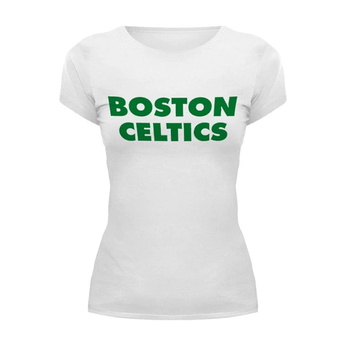 Заказать женскую футболку в Москве. Футболка базовая Boston Celtics белая от oldmasta@gmail.com - готовые дизайны и нанесение принтов.