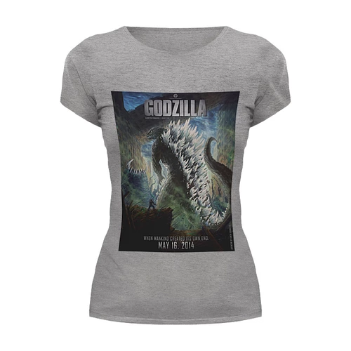 Заказать женскую футболку в Москве. Футболка базовая Godzilla / Годзилла от KinoArt - готовые дизайны и нанесение принтов.