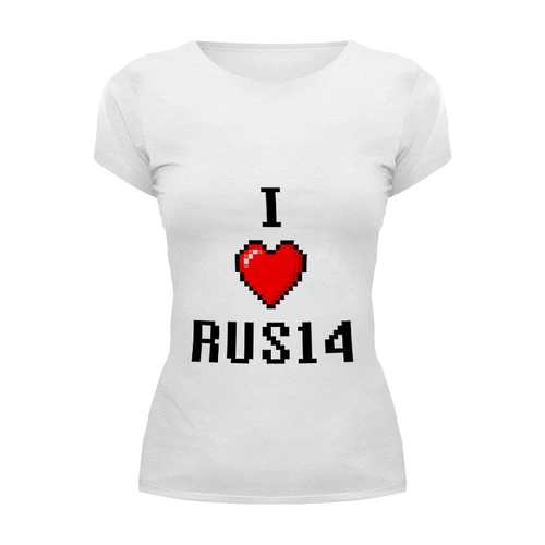 Заказать женскую футболку в Москве. Футболка базовая I Love RUS14  от Руслан Римович - готовые дизайны и нанесение принтов.