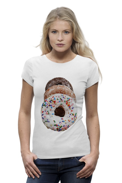 Заказать женскую футболку в Москве. Футболка базовая Donuts от chemparparokke - готовые дизайны и нанесение принтов.