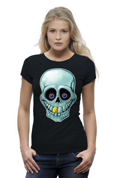 Заказать женскую футболку в Москве. Футболка базовая Skull Art от Leichenwagen - готовые дизайны и нанесение принтов.