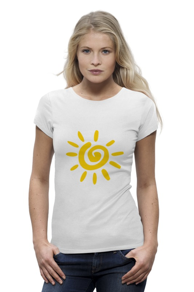 Заказать женскую футболку в Москве. Футболка базовая Солнце - Sun от trend - готовые дизайны и нанесение принтов.