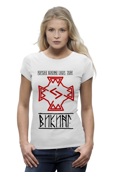 Заказать женскую футболку в Москве. Футболка базовая Символ рода и силы от shop-viking - готовые дизайны и нанесение принтов.