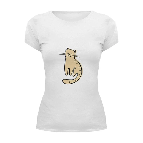 Заказать женскую футболку в Москве. Футболка базовая котик от tiff20 - готовые дизайны и нанесение принтов.