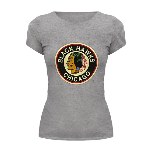 Заказать женскую футболку в Москве. Футболка базовая Chicago Black Hawks / NHL USA от KinoArt - готовые дизайны и нанесение принтов.