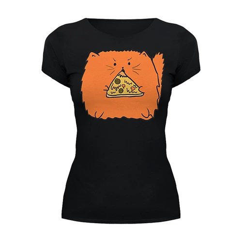 Заказать женскую футболку в Москве. Футболка базовая Pizzacat от oneredfoxstore@gmail.com - готовые дизайны и нанесение принтов.