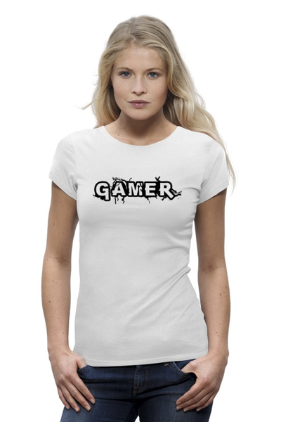 Заказать женскую футболку в Москве. Футболка базовая Gamer от Leichenwagen - готовые дизайны и нанесение принтов.