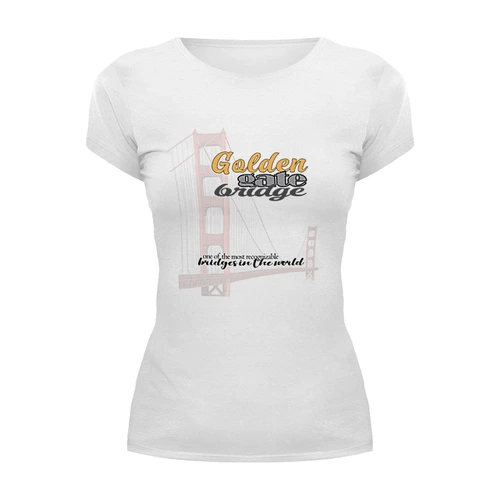 Заказать женскую футболку в Москве. Футболка базовая Золотой мост от d.v.cool71@gmail.com - готовые дизайны и нанесение принтов.