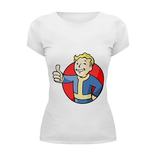Заказать женскую футболку в Москве. Футболка базовая Vault Boy от YellowCloverShop - готовые дизайны и нанесение принтов.