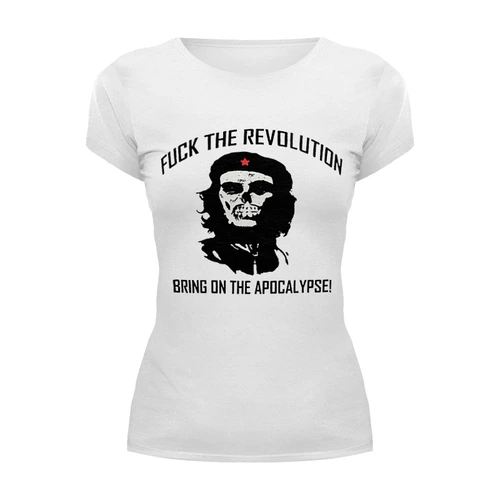 Заказать женскую футболку в Москве. Футболка базовая Che Guevara Skull от Leichenwagen - готовые дизайны и нанесение принтов.