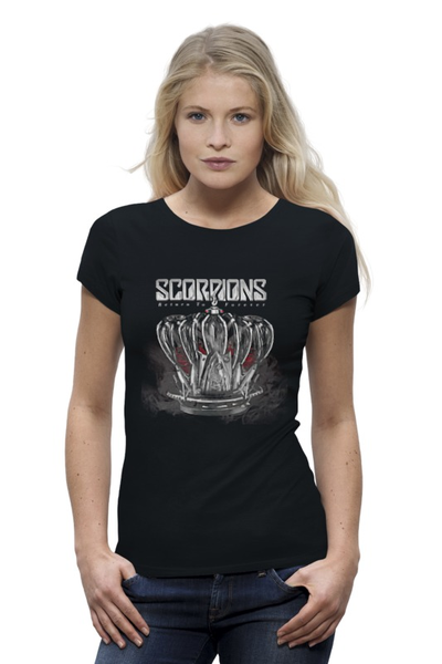Заказать женскую футболку в Москве. Футболка базовая Scorpions Band от Leichenwagen - готовые дизайны и нанесение принтов.