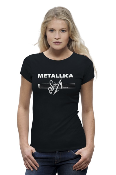 Заказать женскую футболку в Москве. Футболка базовая Metallica от Leichenwagen - готовые дизайны и нанесение принтов.