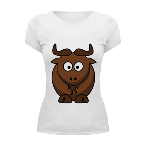 Заказать женскую футболку в Москве. Футболка базовая коричневый бык от EDJEY  - готовые дизайны и нанесение принтов.