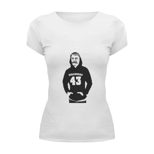 Заказать женскую футболку в Москве. Футболка базовая Сталин от denis01001 - готовые дизайны и нанесение принтов.