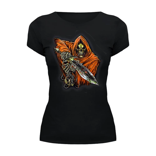 Заказать женскую футболку в Москве. Футболка базовая Death Skull (Halloween) от balden - готовые дизайны и нанесение принтов.