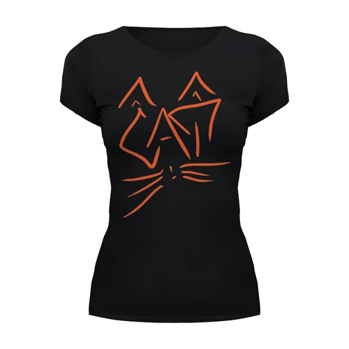 Заказать женскую футболку в Москве. Футболка базовая Cat Lines от oneredfoxstore@gmail.com - готовые дизайны и нанесение принтов.