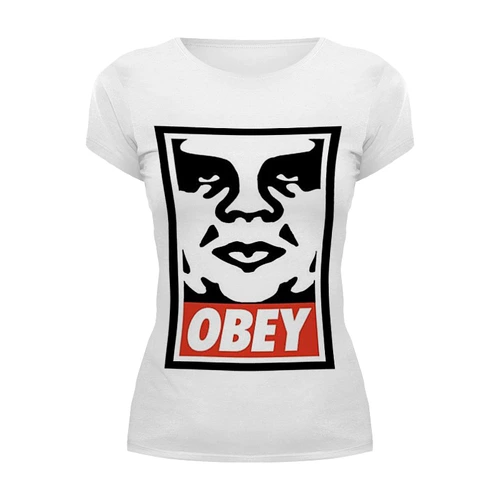 Заказать женскую футболку в Москве. Футболка базовая obey. от ansheg - готовые дизайны и нанесение принтов.