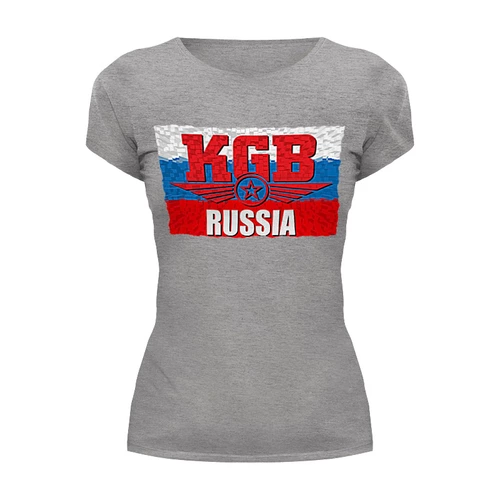 Заказать женскую футболку в Москве. Футболка базовая KGB - Russia от Leichenwagen - готовые дизайны и нанесение принтов.