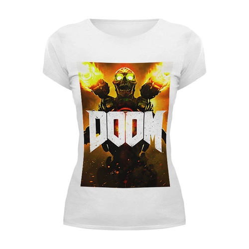 Заказать женскую футболку в Москве. Футболка базовая Doom 4 от scoopysmith - готовые дизайны и нанесение принтов.