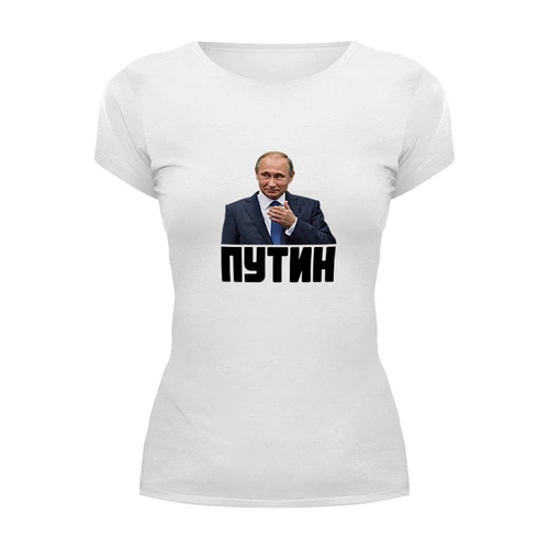 Заказать женскую футболку в Москве. Футболка базовая Putin от THE_NISE  - готовые дизайны и нанесение принтов.