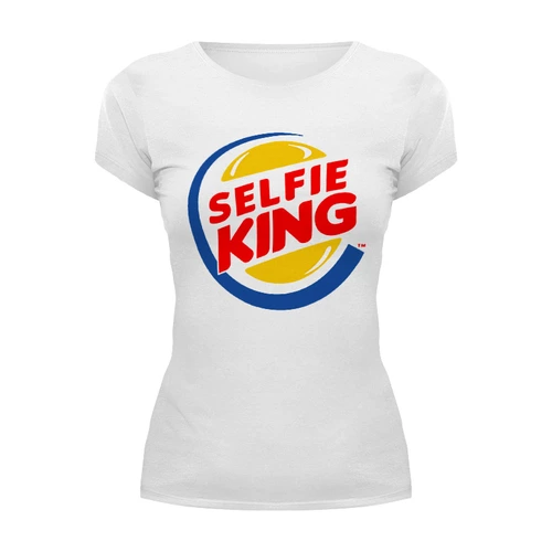 Заказать женскую футболку в Москве. Футболка базовая Король Селфи (Selfie King) от coolmag - готовые дизайны и нанесение принтов.
