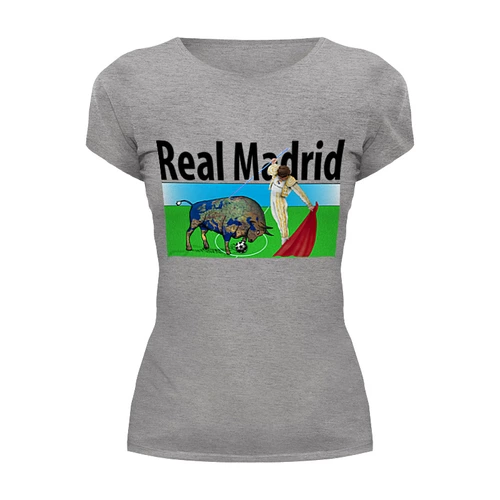 Заказать женскую футболку в Москве. Футболка базовая real Madrid от alexs - готовые дизайны и нанесение принтов.