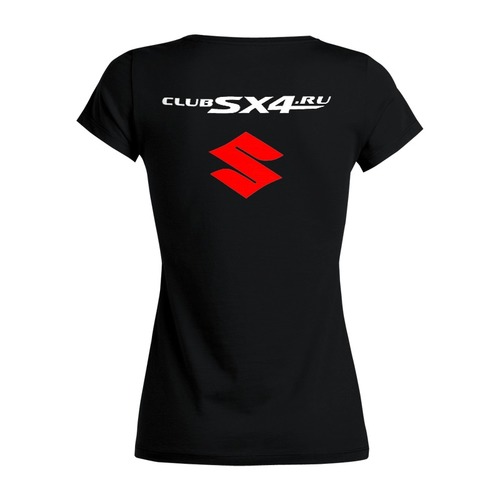 Заказать женскую футболку в Москве. Футболка базовая Клубная футболка женская надпись с 2-х сторон от Club SX4 - готовые дизайны и нанесение принтов.