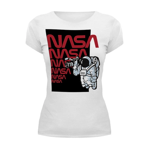 Заказать женскую футболку в Москве. Футболка базовая NASA (НАСА) от TheAndarz  - готовые дизайны и нанесение принтов.